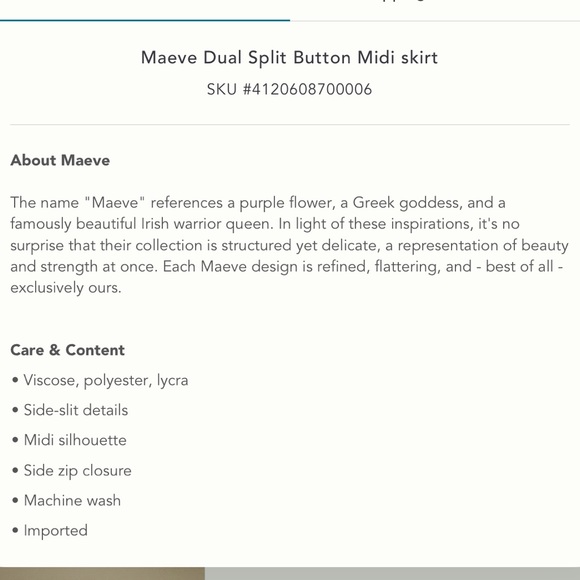 NWT Anthropologie Maeve Navy Dual Split Button MIDI Skirt Size 16 - Picture 4 of 14